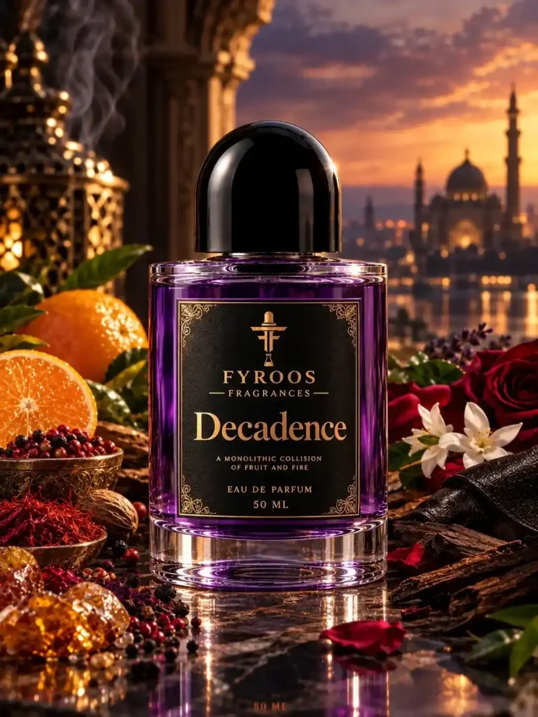 Decadence perfume bottle by FYROOS FRAGRANCES