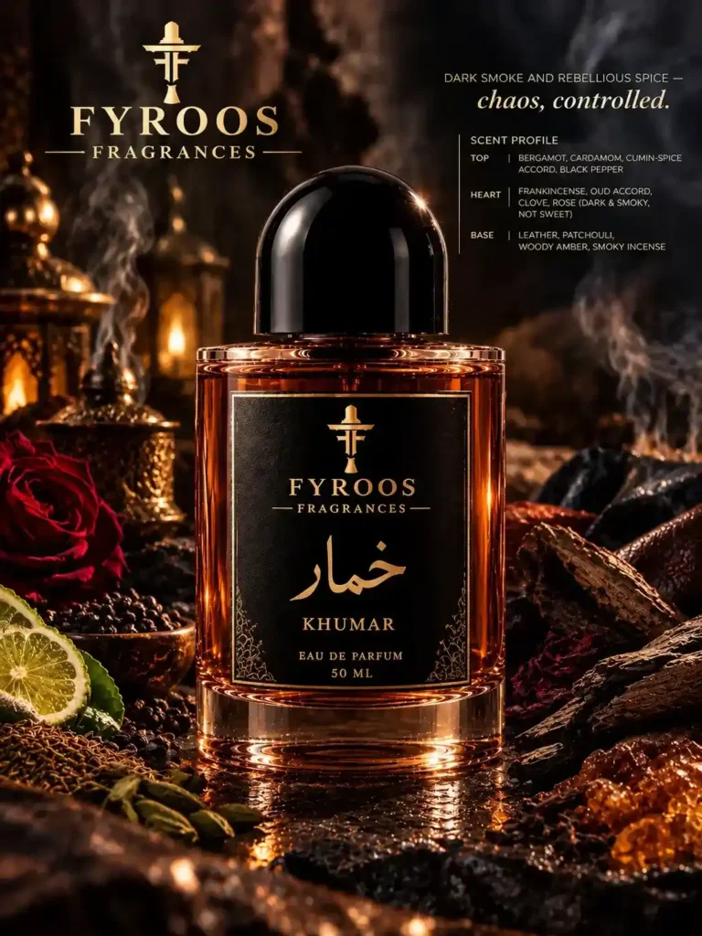 Khumaar perfume bottle by FYROOS FRAGRANCES